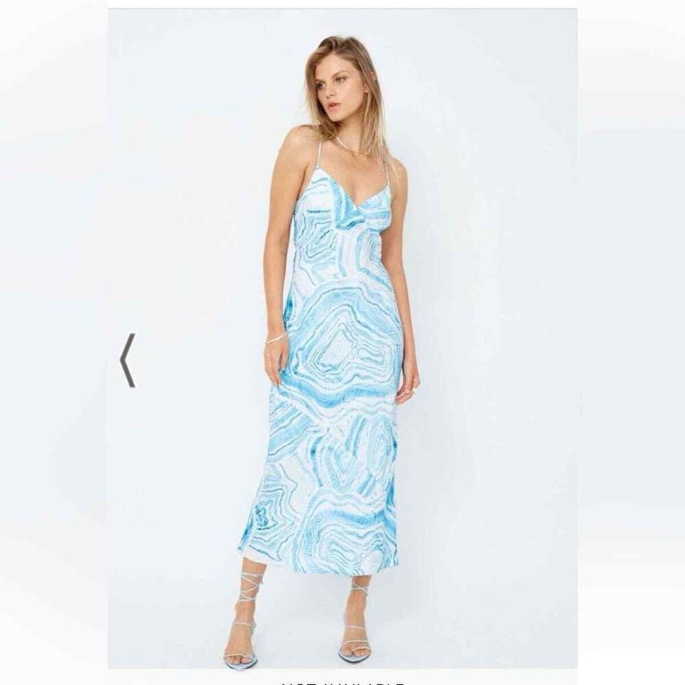 Suboo Agate Slip Dress in Blur Multi Blue Size XS $250NEW
